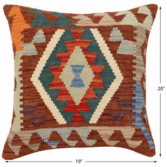 handmade Traditional Pillow Brown Rust Hand-Woven SQUARE 100% WOOL  Hand woven turkish pillow  PILLOW