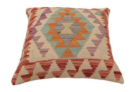 handmade Traditional Pillow Red Blue Hand-Woven SQUARE 100% WOOL  Hand woven turkish pillow  2 x 2