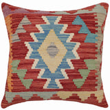 handmade Traditional Pillow Red Blue Hand-Woven SQUARE 100% WOOL  Hand woven turkish pillow  PILLOW