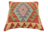 handmade Traditional Pillow Beige Red Hand-Woven SQUARE 100% WOOL  Hand woven turkish pillow  PILLOW