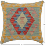 handmade Traditional Pillow Blue Red Hand-Woven SQUARE 100% WOOL  Hand woven turkish pillow  PILLOW