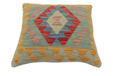 handmade Traditional Pillow Blue Red Hand-Woven SQUARE 100% WOOL  Hand woven turkish pillow  PILLOW