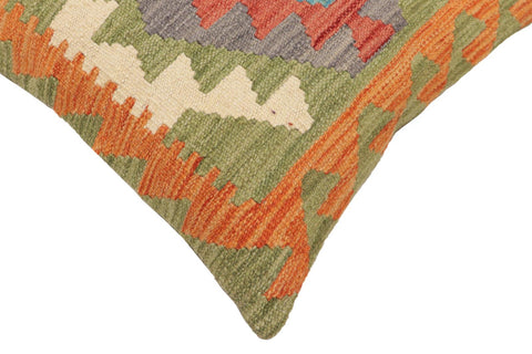 handmade Traditional Pillow Orange Blue Hand-Woven SQUARE 100% WOOL  Hand woven turkish pillow  PILLOW