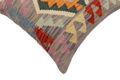 handmade Traditional Pillow Gray Rust Hand-Woven SQUARE 100% WOOL  Hand woven turkish pillow  PILLOW