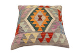 handmade Traditional Pillow Gray Rust Hand-Woven SQUARE 100% WOOL  Hand woven turkish pillow  PILLOW