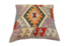 handmade Traditional Pillow Gray Rust Hand-Woven SQUARE 100% WOOL  Hand woven turkish pillow  PILLOW