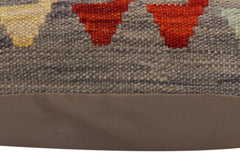 handmade Traditional Pillow Gray Rust Hand-Woven SQUARE 100% WOOL  Hand woven turkish pillow  PILLOW