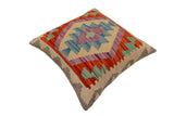 handmade Traditional Pillow Rust Blue Hand-Woven SQUARE 100% WOOL  Hand woven turkish pillow  PILLOW