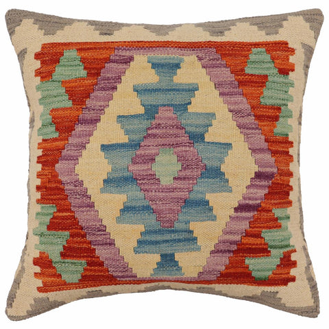 handmade Traditional Pillow Rust Blue Hand-Woven SQUARE 100% WOOL  Hand woven turkish pillow  PILLOW