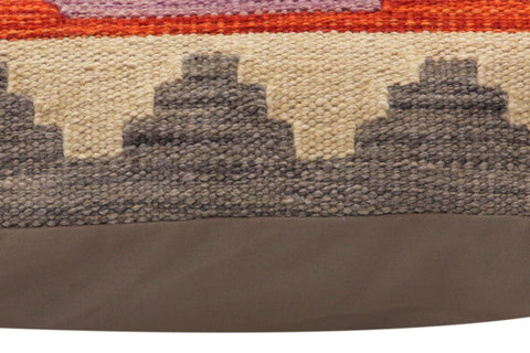 handmade Traditional Pillow Rust Blue Hand-Woven SQUARE 100% WOOL  Hand woven turkish pillow  PILLOW