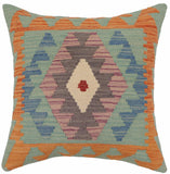 handmade Traditional Pillow Blue Gray Hand-Woven SQUARE 100% WOOL  Hand woven turkish pillow  PILLOW