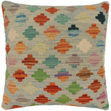 handmade Traditional Pillow Blue Rust Hand-Woven SQUARE 100% WOOL  Hand woven turkish pillow  PILLOW