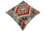 handmade Traditional Pillow Blue Rust Hand-Woven SQUARE 100% WOOL  Hand woven turkish pillow  PILLOW