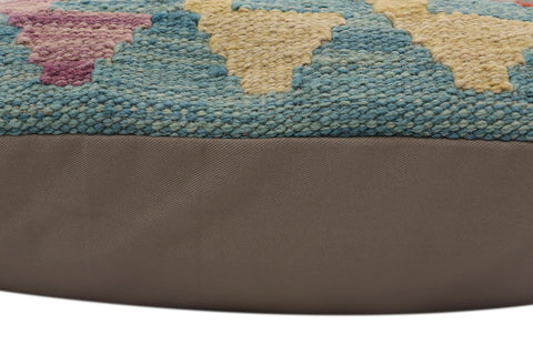 handmade Traditional Pillow Blue Rust Hand-Woven SQUARE 100% WOOL  Hand woven turkish pillow  PILLOW