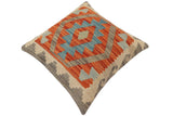 handmade Traditional Pillow Rust Blue Hand-Woven SQUARE 100% WOOL  Hand woven turkish pillow  PILLOW