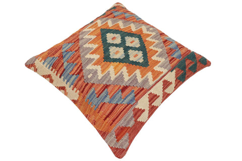 handmade Traditional Pillow Rust Blue Hand-Woven SQUARE 100% WOOL  Hand woven turkish pillow  PILLOW