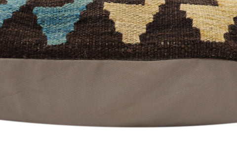 handmade Traditional Pillow Orange Blue Hand-Woven SQUARE 100% WOOL  Hand woven turkish pillow  PILLOW