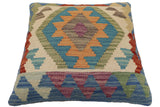 handmade Traditional Pillow Blue Rust Hand-Woven SQUARE 100% WOOL  Hand woven turkish pillow  PILLOW