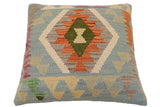 handmade Traditional Pillow Blue Rust Hand-Woven SQUARE 100% WOOL  Hand woven turkish pillow  PILLOW
