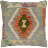 handmade Traditional Pillow Blue Rust Hand-Woven SQUARE 100% WOOL  Hand woven turkish pillow  PILLOW