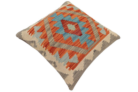 handmade Traditional Pillow Rust Blue Hand-Woven SQUARE 100% WOOL  Hand woven turkish pillow  PILLOW