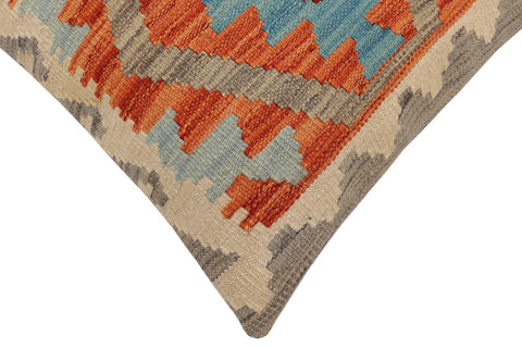 handmade Traditional Pillow Rust Blue Hand-Woven SQUARE 100% WOOL  Hand woven turkish pillow  PILLOW