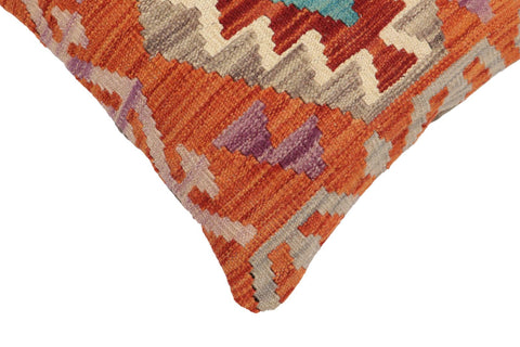 handmade Traditional Pillow Rust Blue Hand-Woven SQUARE 100% WOOL Hand woven turkish pillow2 x 2