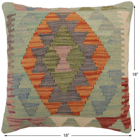 handmade Traditional Pillow Blue Gray Hand-Woven SQUARE 100% WOOL Hand woven turkish pillow2 x 2