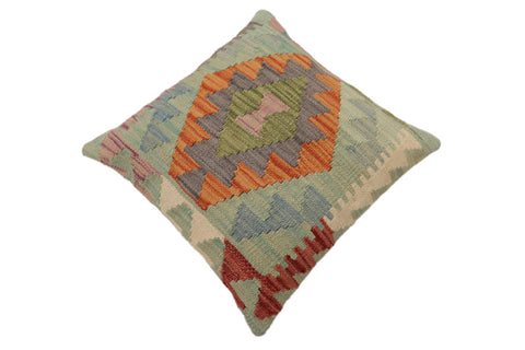 handmade Traditional Pillow Blue Gray Hand-Woven SQUARE 100% WOOL Hand woven turkish pillow2 x 2