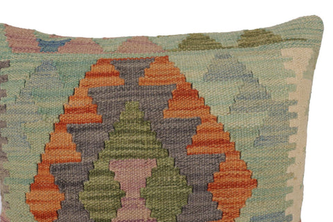 handmade Traditional Pillow Blue Gray Hand-Woven SQUARE 100% WOOL Hand woven turkish pillow2 x 2