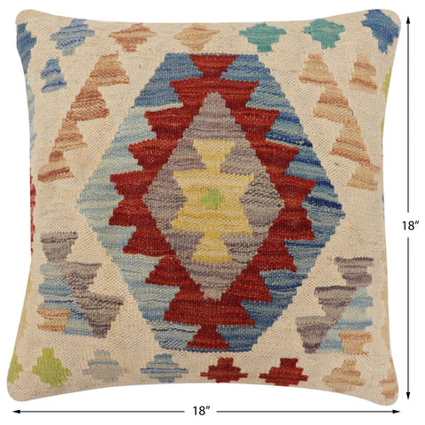 handmade Traditional Pillow Beige Rust Hand-Woven SQUARE 100% WOOL Hand woven turkish pillow2 x 2
