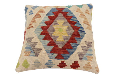 handmade Traditional Pillow Beige Rust Hand-Woven SQUARE 100% WOOL Hand woven turkish pillow2 x 2