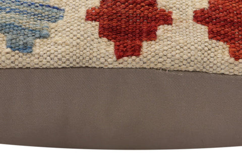 handmade Traditional Pillow Beige Rust Hand-Woven SQUARE 100% WOOL Hand woven turkish pillow2 x 2