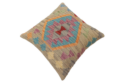 handmade Traditional Pillow Gray Blue Hand-Woven SQUARE 100% WOOL Hand woven turkish pillow2 x 2