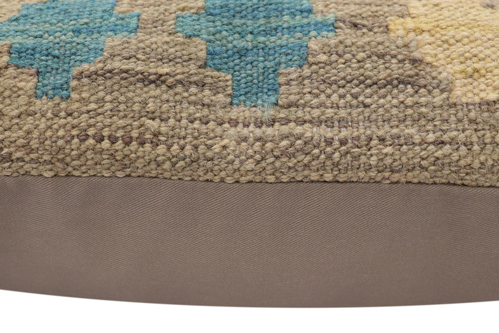 handmade Traditional Pillow Gray Blue Hand-Woven SQUARE 100% WOOL Hand woven turkish pillow2' x 2'