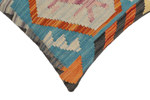 handmade Traditional Pillow Rust Blue Hand-Woven SQUARE 100% WOOL Hand woven turkish pillow2 x 2