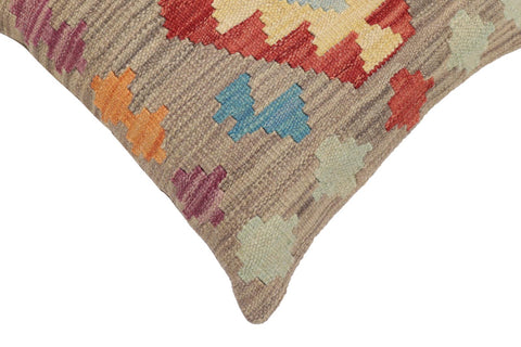 handmade Traditional Pillow Gray Red Hand-Woven SQUARE 100% WOOL Hand woven turkish pillow2 x 2