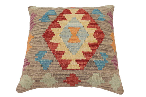 handmade Traditional Pillow Gray Red Hand-Woven SQUARE 100% WOOL Hand woven turkish pillow2 x 2