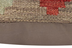 handmade Traditional Pillow Gray Red Hand-Woven SQUARE 100% WOOL Hand woven turkish pillow2' x 2'