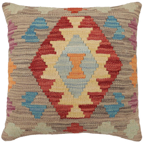 handmade Traditional Pillow Gray Red Hand-Woven SQUARE 100% WOOL Hand woven turkish pillow2 x 2