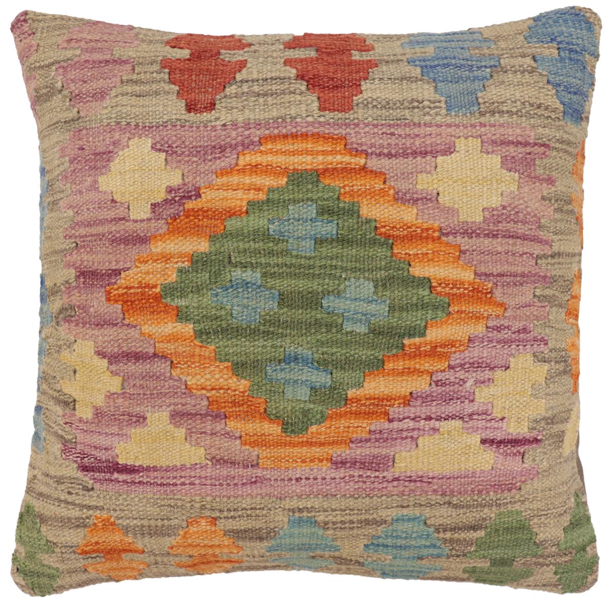 handmade Traditional Pillow Gray Red Hand-Woven SQUARE 100% WOOL Hand woven turkish pillow2' x 2'