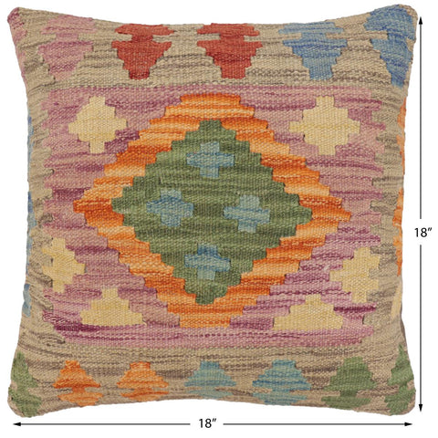 handmade Traditional Pillow Gray Red Hand-Woven SQUARE 100% WOOL Hand woven turkish pillow2 x 2