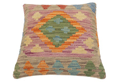 handmade Traditional Pillow Gray Red Hand-Woven SQUARE 100% WOOL Hand woven turkish pillow2' x 2'