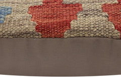 handmade Traditional Pillow Gray Red Hand-Woven SQUARE 100% WOOL Hand woven turkish pillow2' x 2'