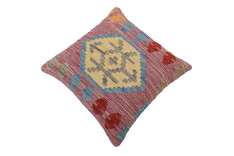 handmade Traditional Pillow Blue Red Hand-Woven SQUARE 100% WOOL Hand woven turkish pillow2 x 2