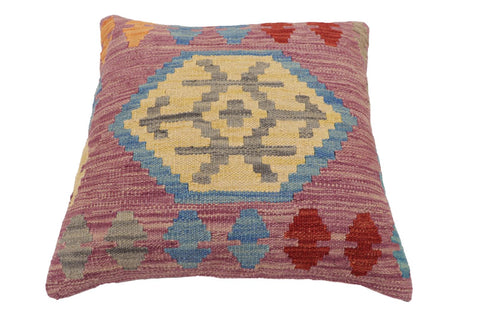 handmade Traditional Pillow Blue Red Hand-Woven SQUARE 100% WOOL Hand woven turkish pillow2 x 2