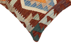 handmade Traditional Pillow Rust Blue Hand-Woven SQUARE 100% WOOL Hand woven turkish pillow2' x 2'