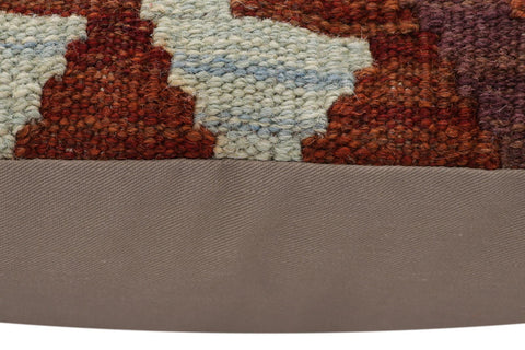handmade Traditional Pillow Rust Blue Hand-Woven SQUARE 100% WOOL Hand woven turkish pillow2 x 2