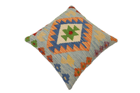handmade Traditional Pillow Blue Rust Hand-Woven SQUARE 100% WOOL Hand woven turkish pillow2 x 2