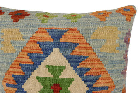 handmade Traditional Pillow Blue Rust Hand-Woven SQUARE 100% WOOL Hand woven turkish pillow2 x 2